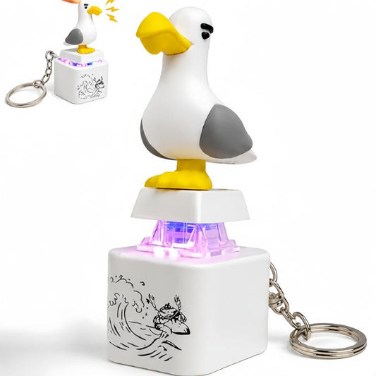 Seagull Mine Sound Button Keychain, Rechargeable Fidget Clicker with Real Sound & LED Light, Funny Interactive Desk Stress Relief Toy Gifts for Adults (2 Pcs)
