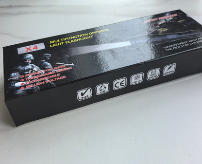 Wholesale Custom Logo X4 Tactical LED Flashlight, Ni-MH Rechargeable Plastic Handheld Torch, Ultra Bright White Light Indoor Promotional Gift for Party Family Reunion,Women Outdoor Safety Night Walking self-defense