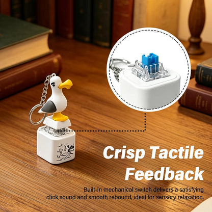 Seagull Mine Sound Button Keychain, Rechargeable Fidget Clicker with Real Sound & LED Light, Funny Interactive Desk Stress Relief Toy Gifts for Adults (2 Pcs)