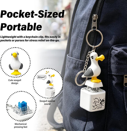 Seagull Mine Sound Button Keychain, Rechargeable Fidget Clicker with Real Sound & LED Light, Funny Interactive Desk Stress Relief Toy Gifts for Adults (2 Pcs)
